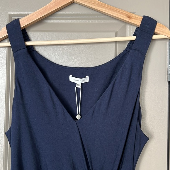 Rebecca Taylor Navy Blue Modal Blend Twist Front Dress | NWT Size M - Picture 6 of 11